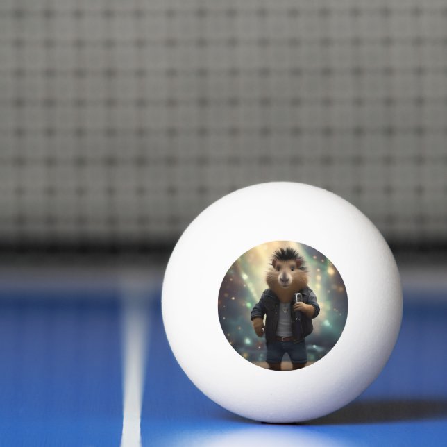 "Mohawk Capybara: Rockin' the River!" Ping Pong Ball (Net)