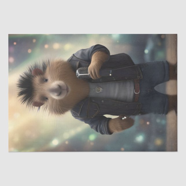 "Mohawk Capybara: Rockin' the River!" Tissue Paper (Front)