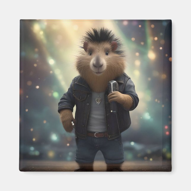 Mohawk Capybara Rockstar,  Magnet (Front)