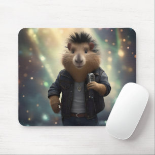 Mohawk Capybara Rockstar,  Mouse Mat