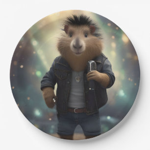 Mohawk Capybara Rockstar, Paper Plate