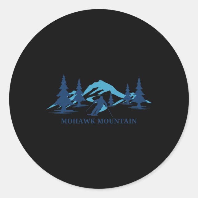 Mohawk Mountain Skiing Ski Resort Skier  Classic Round Sticker (Front)