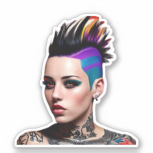 Mohawk Punk Girl Abstract Art