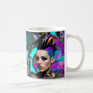 Mohawk Punk Girl Abstract Art Coffee Mug
