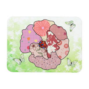 Mohn und Schmetterlinge Magnet