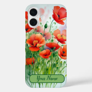 Mohnblumenwiese, Aquarell - iPhone 16 Case