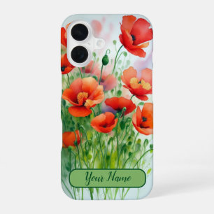 Mohnblumenwiese, Aquarell - iPhone 16 Case