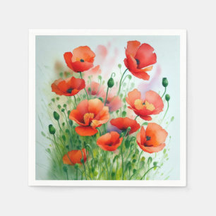 Mohnblumenwiese, Aquarell + Napkin