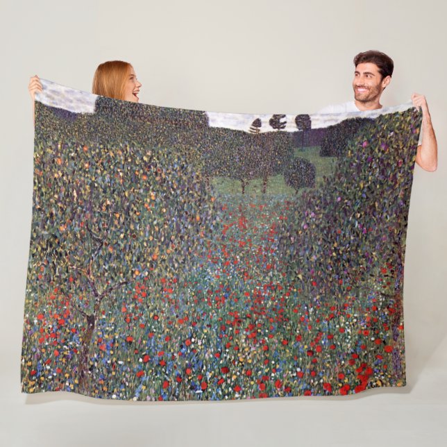 Mohnfeld, Gustav Klimt Fleece Blanket (In Situ)