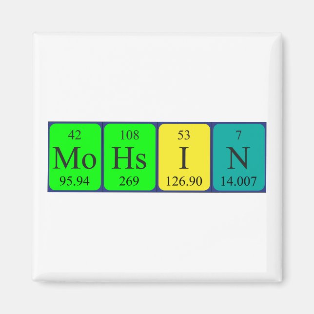 Mohsin periodic table name magnet (Front)