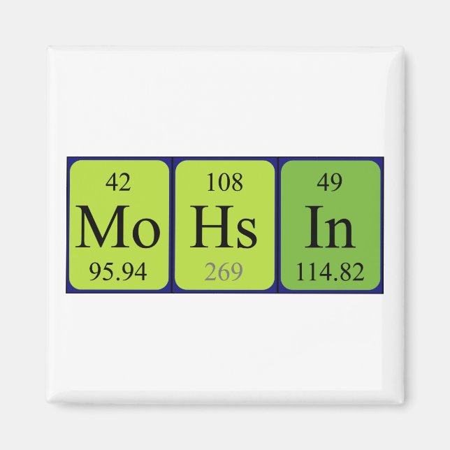 Mohsin periodic table name magnet (Front)