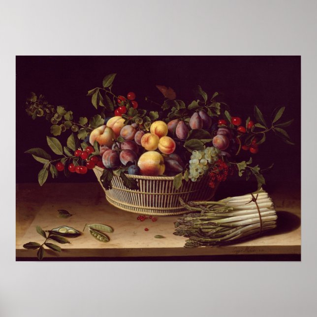 Moillon - Basket Of Fruit And A Bunch Of Asparagus Poster (Front)