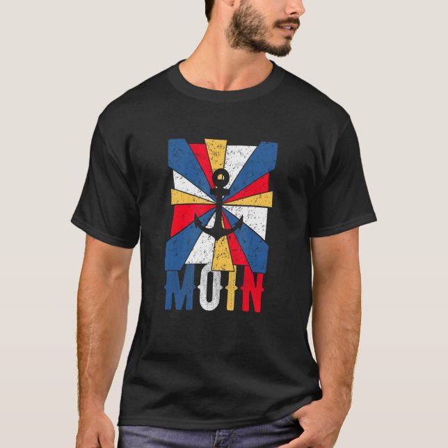 Moin With Anchor Motif, North Sea, Sea, North Germ T-Shirt (Front)