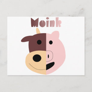 Moink: Cartoon cow and pig postcard