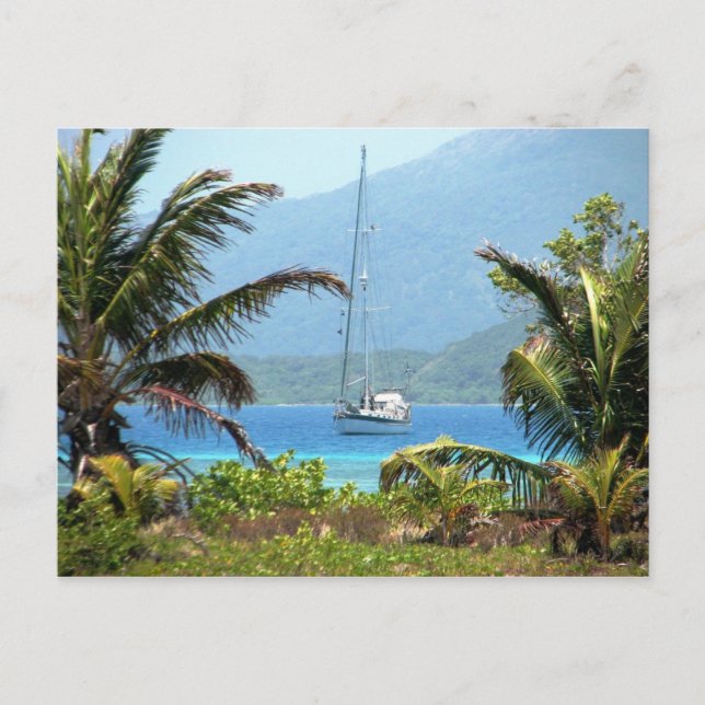 Moira at anchor, Josh's Key, Guanaja, Honduras Postcard (Front)