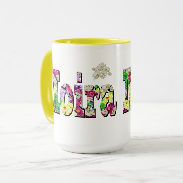 Moira, Girls Name With Daisies, Mug (Front Left)