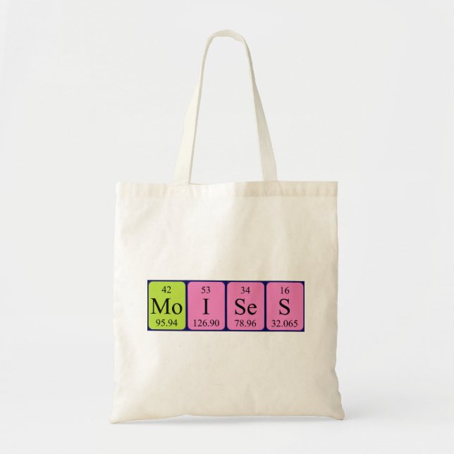 Moises periodic table name tote bag (Front)