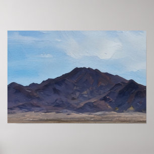 Mojave Valley and Mountain Range Impressionist Art Poster