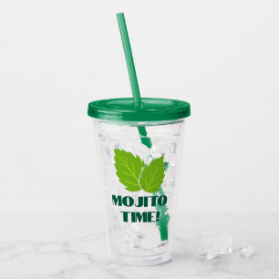 Mojito Cocktail Acrylic Tumbler glass with mint