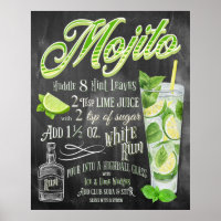 Mojito Cocktail Chalkboard Recipe