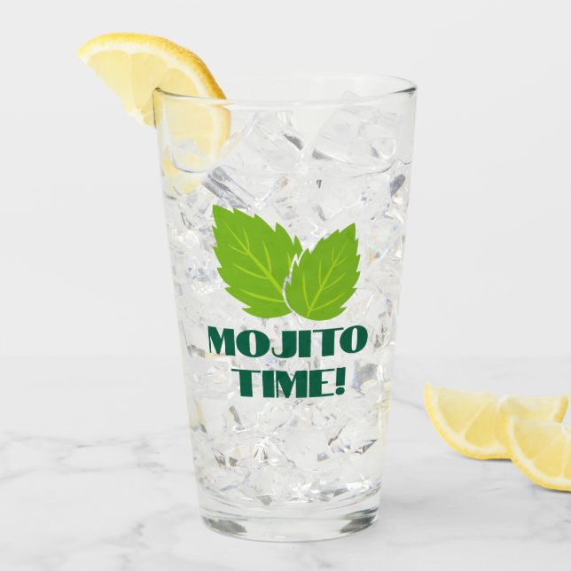 Mojito Cocktail Glass Cup with mint leaf logo (Front Ice)