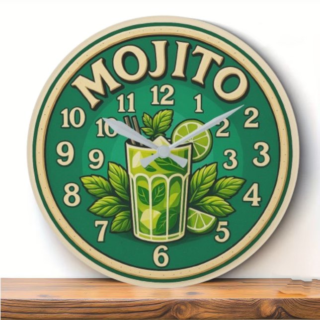 Mojito cocktail lime and mint fresh drink wall art large clock (Creator Uploaded)