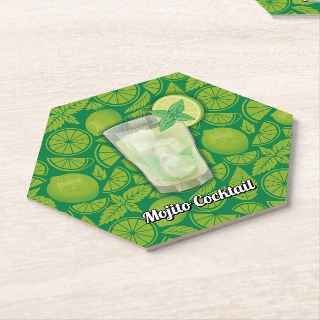 Mojito Cocktail Paper Coaster (Angled)