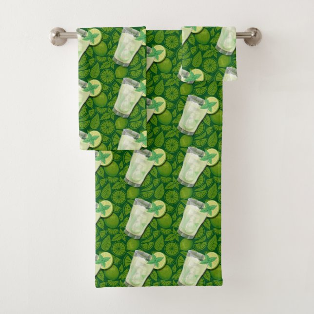 Mojito Cocktail Pattern Bath Towel Set (Insitu)