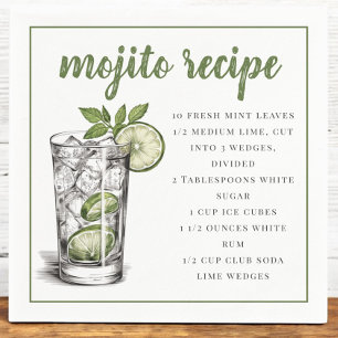 Mojito Cocktail Recipe Summer Party Napkin