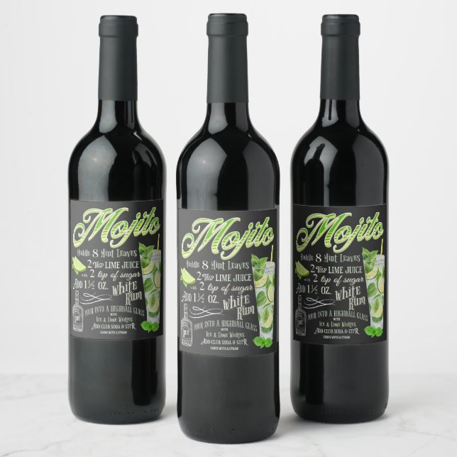 Mojito Cocktail Recipe Wine Label (Bottles)