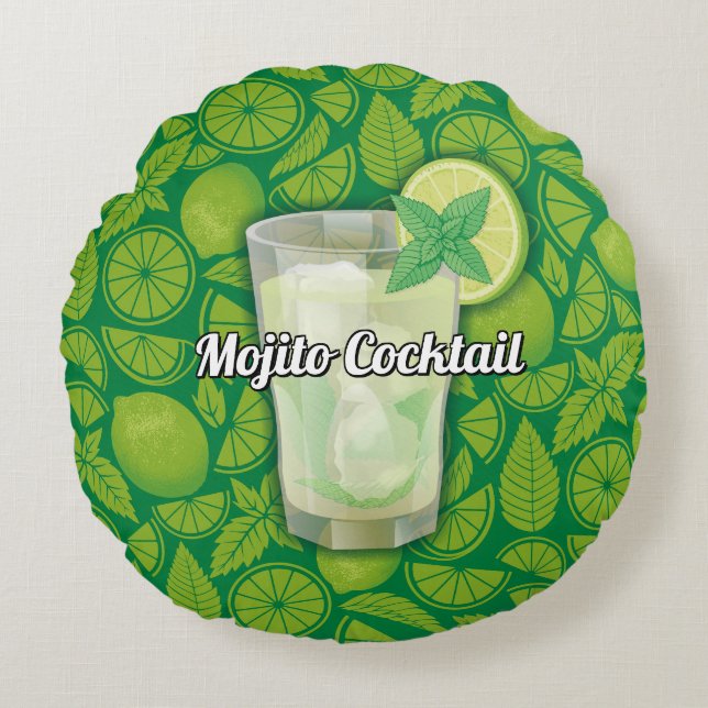 Mojito Cocktail Round Cushion (Front)