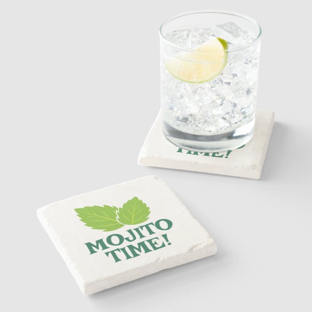 Mojito cocktail stone coaster with drinking quote (Side)