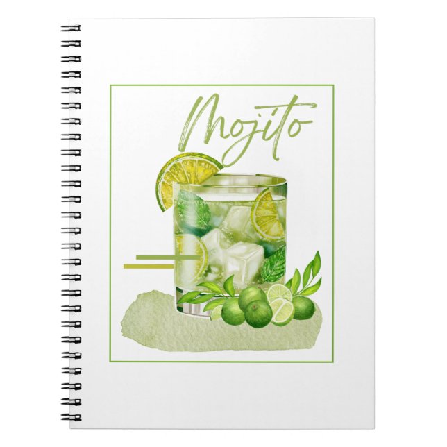 Mojito Cocktail Watercolor Art Notebook (Front)
