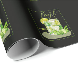 Mojito Cocktail Watercolor Art Wrapping Paper
