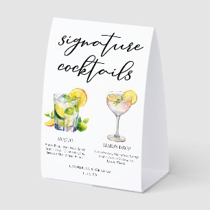 Mojito Lemon Drop Wedding Signature Cocktails Menu