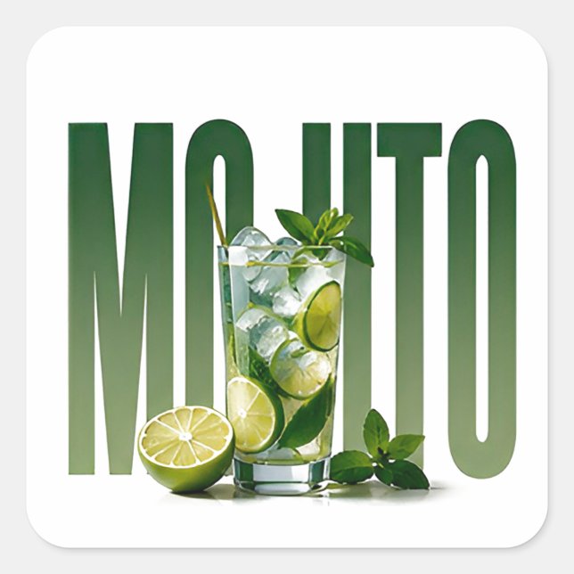 Mojito Luxury Cocktail Editorial Graphic Square Sticker (Front)