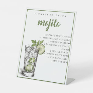 Mojito Recipe Signature Cocktail Bar Pedestal Sign