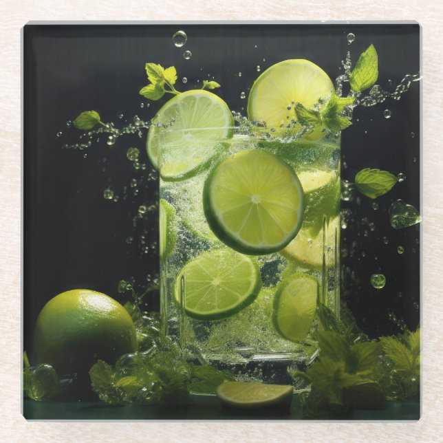 Mojito Splash Glass Coaster (Front)