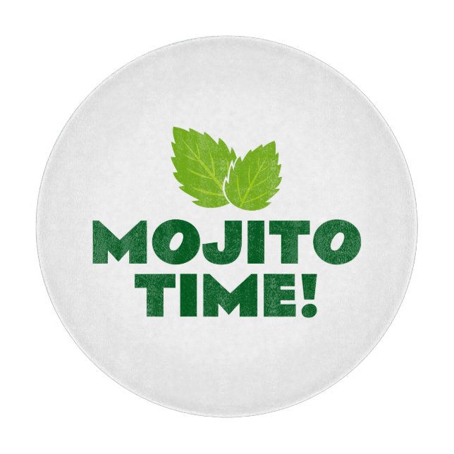 Mojito Time cocktail party round glass bartender  Cutting Board (Front)