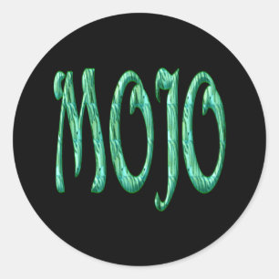 Mojo black round stickers