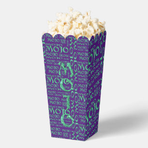 Mojo green all over purple popcorn boxes