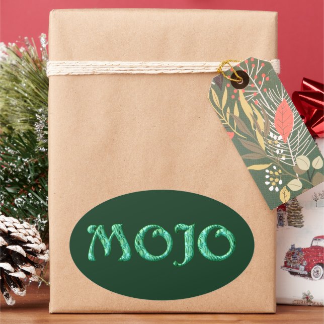 Mojo green oval stickers (Holiday)