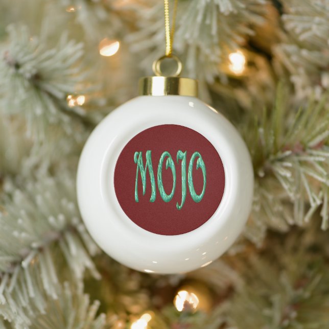 Mojo red ceramic Christmas ball ornament (Tree)