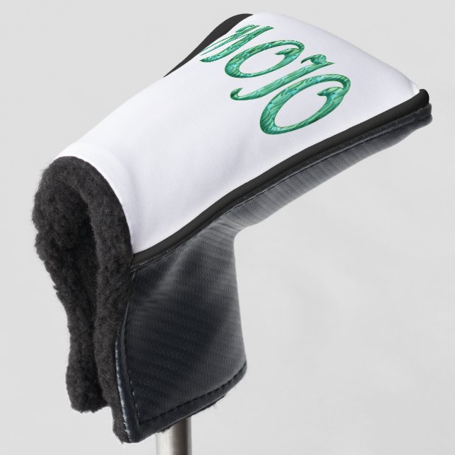 Mojo white golf club putter cover (3/4 Front)