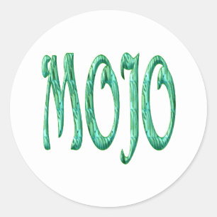 Mojo white round stickers