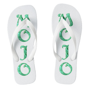 Mojo white wide flip flops