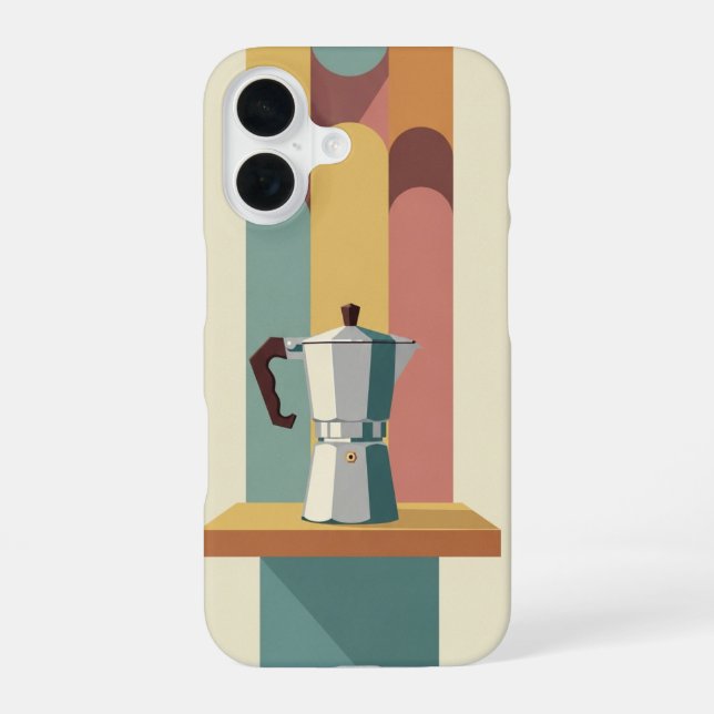 Moka Pot on Retro Block iPhone 16 Case (Back)