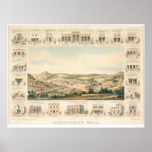 Mokelumne Hill Panoramic Map 1855 (1107A) Poster