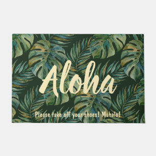 Moku Island Hawaiian Watercolor Monstera - Green Doormat
