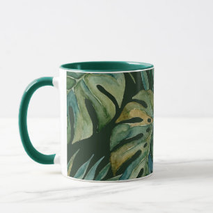 Moku Island Hawaiian Watercolor Monstera- Green Mug